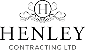 A green background with the name henley contracting ltd.