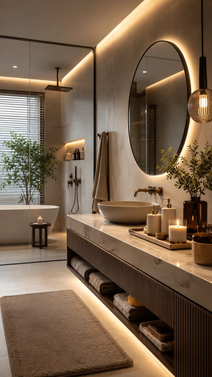 Spa-Inspired Bathroom Makeover With Large Mirror